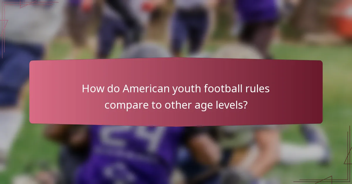 How do American youth football rules compare to other age levels?